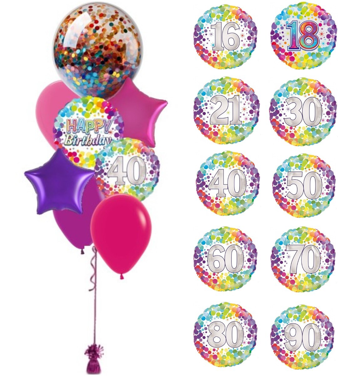 Rainbow Confetti Star Milestone Birthday Bouquet