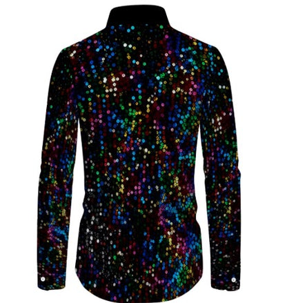 70s Disco Shirt - Rainbow Sequin Print
