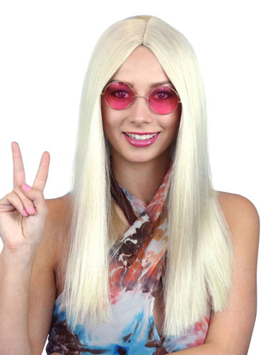 Long Blonde Hippie Wig