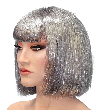 Disco Silver Tinsel Wig
