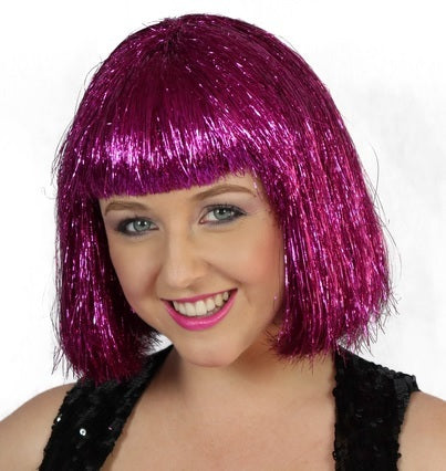 Disco Pink Tinsel Wig