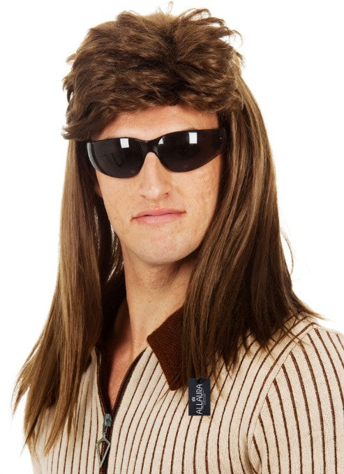 80s Brown Bogan Mullet Wig