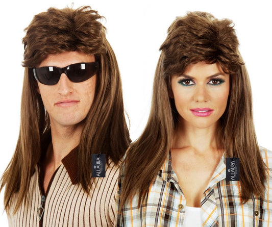 80s Brown Bogan Mullet Wig