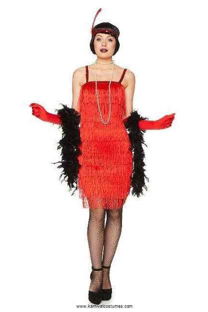 Red Fringed Flapper Dress Adult Costume