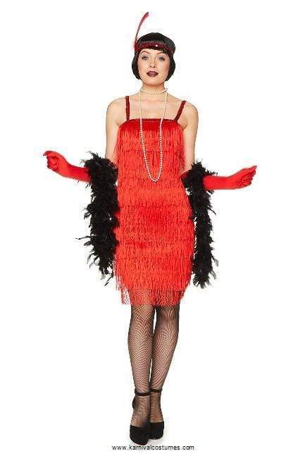 Red Fringed Flapper Dress Adult Costume