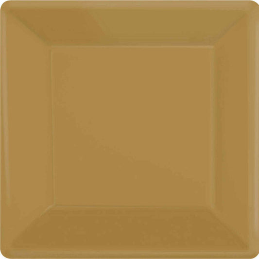 Paper Plates 23cm Square 20 Pk - Gold