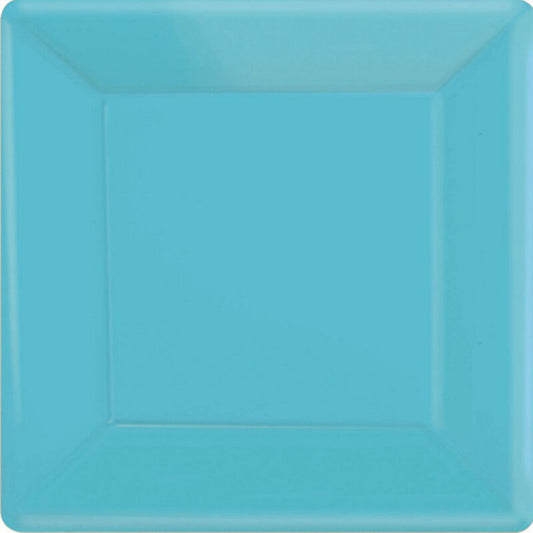 Paper Plates 23cm Square 20 Pk - Caribbean Blue