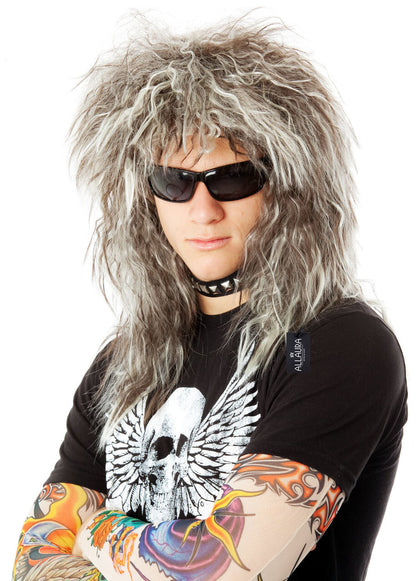80s Glam Rock God Wig with Tattoo Sleeves