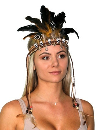 Festival Feathered Headpiece - Skull & Bone