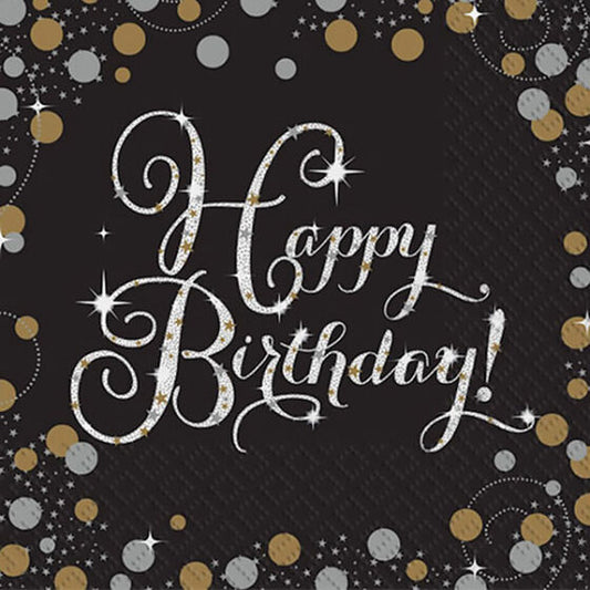 Sparkling Celebration Happy Birthday Lunch Napkins - 16 Pk