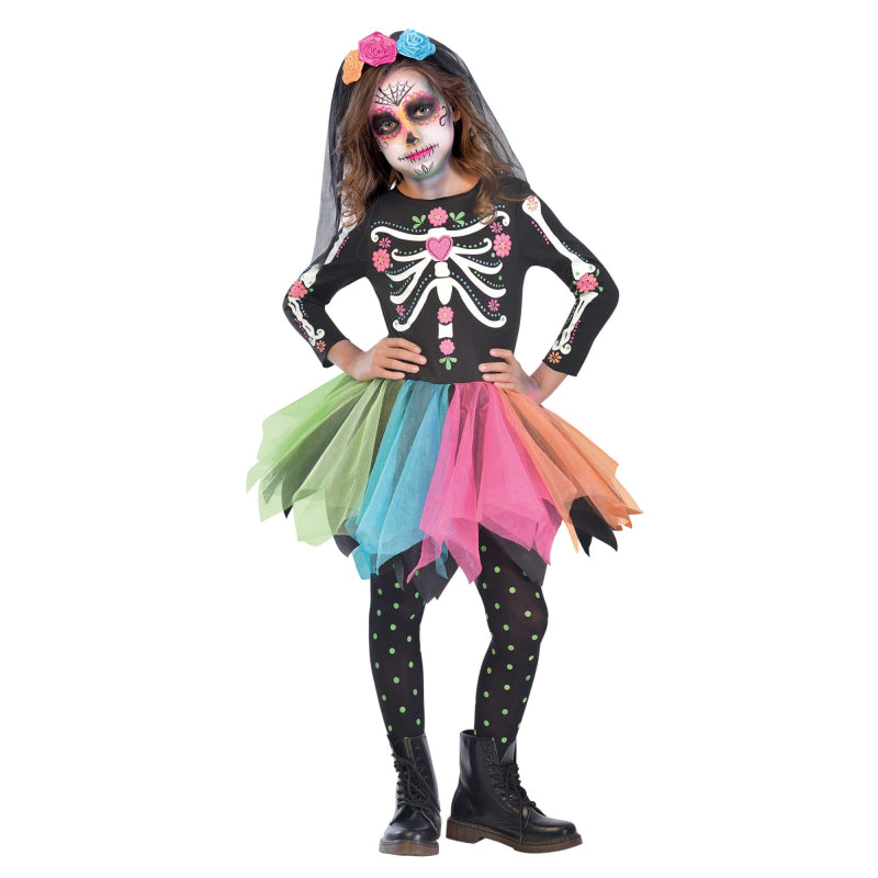 Mexican Sugar Skull Dress Kid's Costume