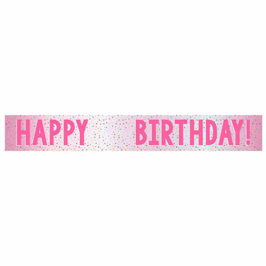 Birthday Pink Add-an-Age Customisable Foil Banner - 1.8m