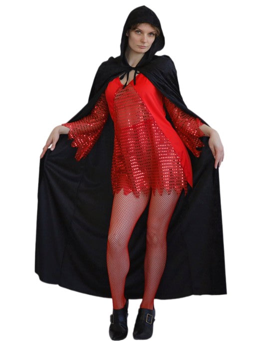 Black Velvet Hooded Cape