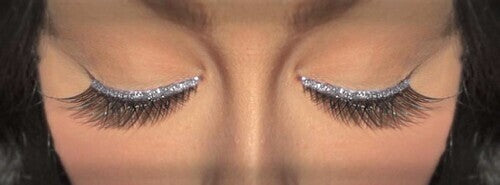 Eyelash - Black with Silver Glitter Trim