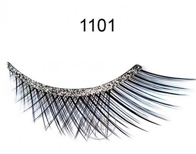 Eyelash - Black with Silver Glitter Trim