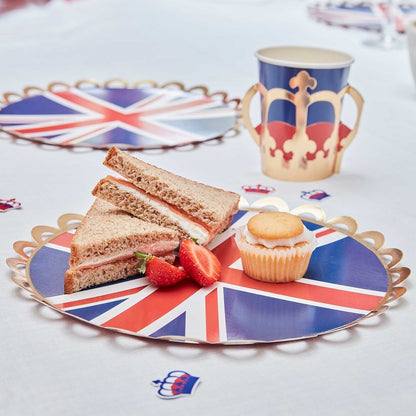 Coronation Party Union Jack Paper Plates - 8Pk