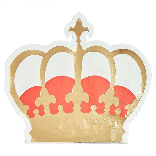 Coronation Party Gold Crown Napkins - 16 Pk