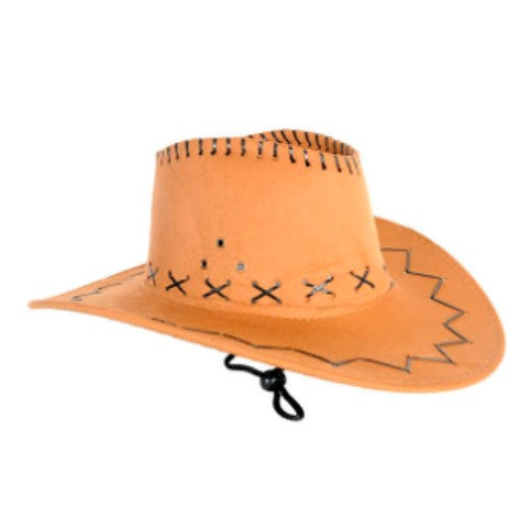 Cowboy Hat - Light Brown with Stitch Trim