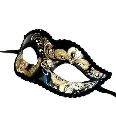Lily Black & Gold Deluxe Italian Masquerade Eye Mask