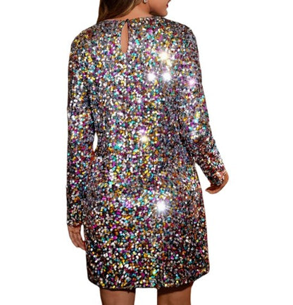 Disco Festival Rainbow Sequin Mini-Dress