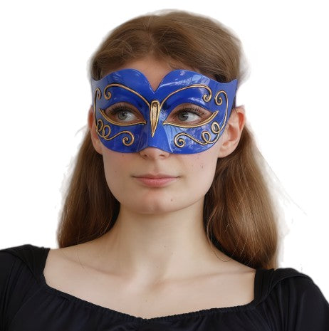 Elegant Blue Gold Masquerade Eye Mask