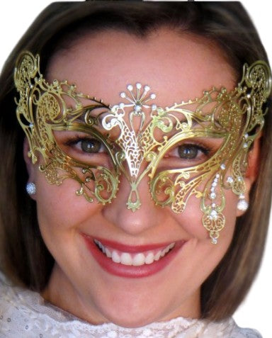 Exotic Gold Masquerade Eye Mask with Swarovski Crystals
