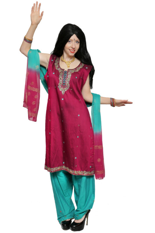 Indian Salwar Kameez - Purple & Green Hire Costume*
