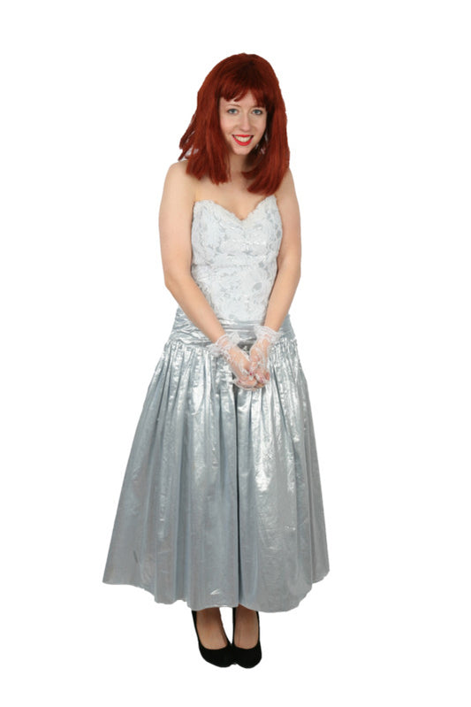 1980s Prom Dress - Silver Hire Costume*