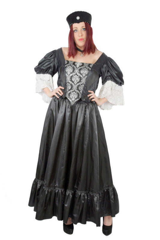 VictorianQueen - Black Satin & Lace 2 Piece Hire Costume*