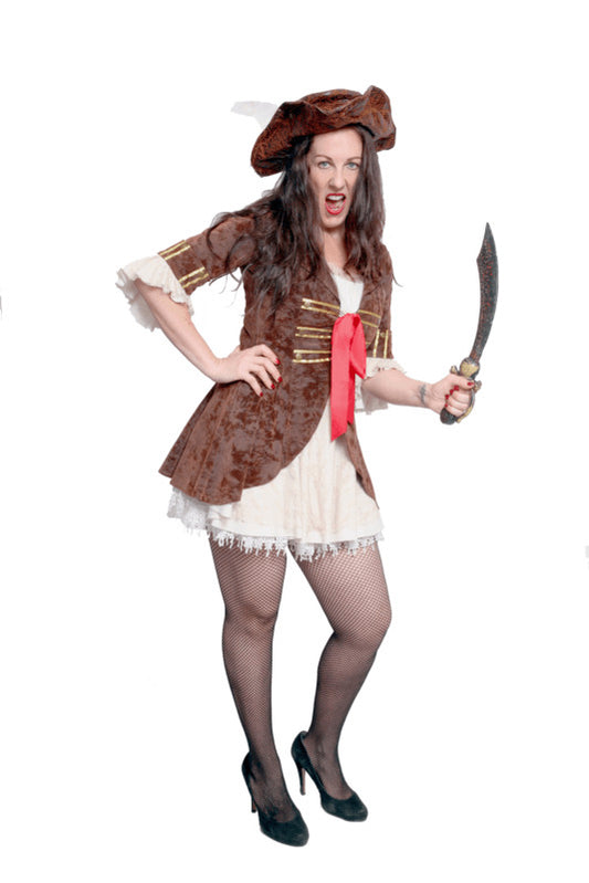 Pirate Girl - Brown Coat Dress Hire Costume*