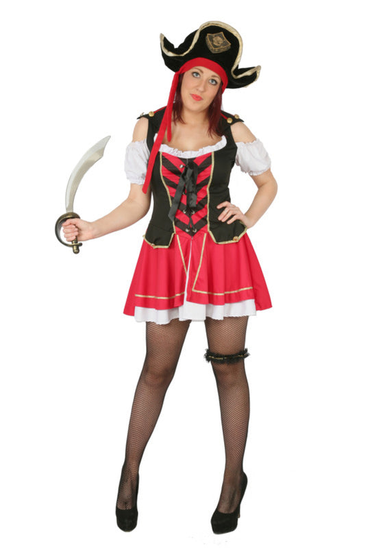 Black & Red Pirate Dress Hire Costume*