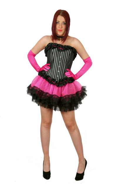 Corset Set - Pinstripe Pink Hire Costume*