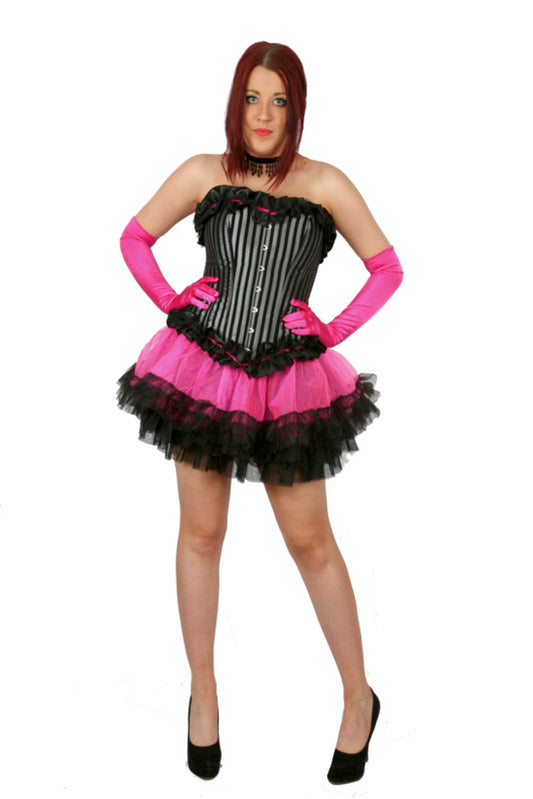 Corset Set - Pinstripe Pink Hire Costume*