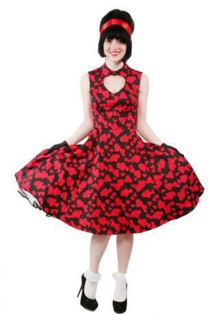 1950s Rockabilly Love Hearts Dress Hire Costume*