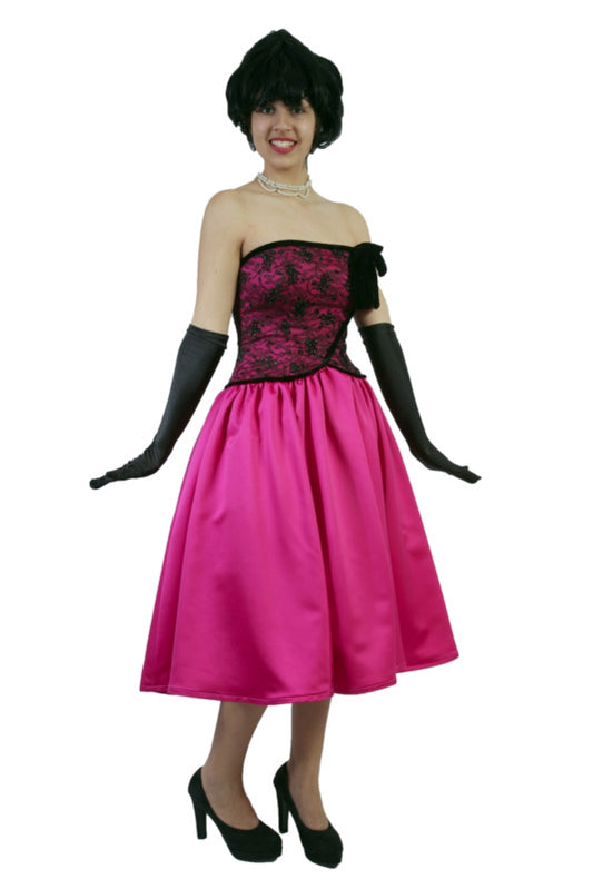 1950s Pink & Black Evening Dress Hire Costume*