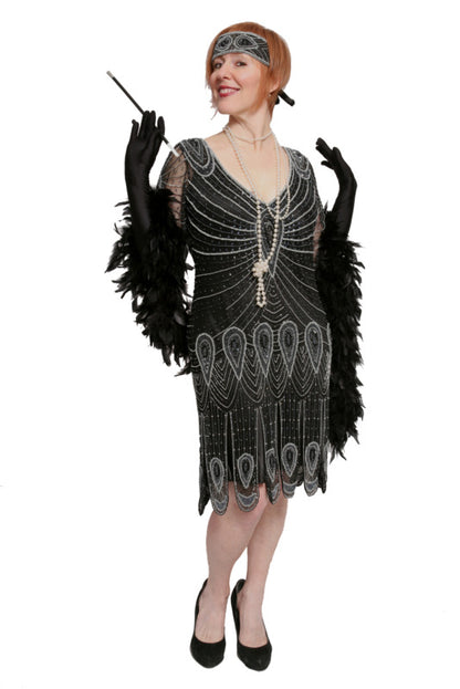 Deluxe Flapper - Black Vixen with Sleeves Hire Costume*