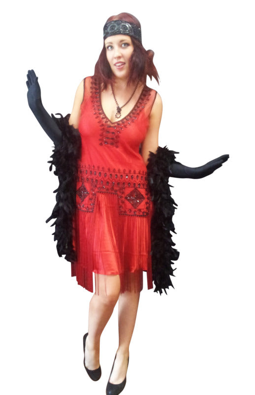 Deluxe Flapper Dress -  Red Zelda Hire Costume*