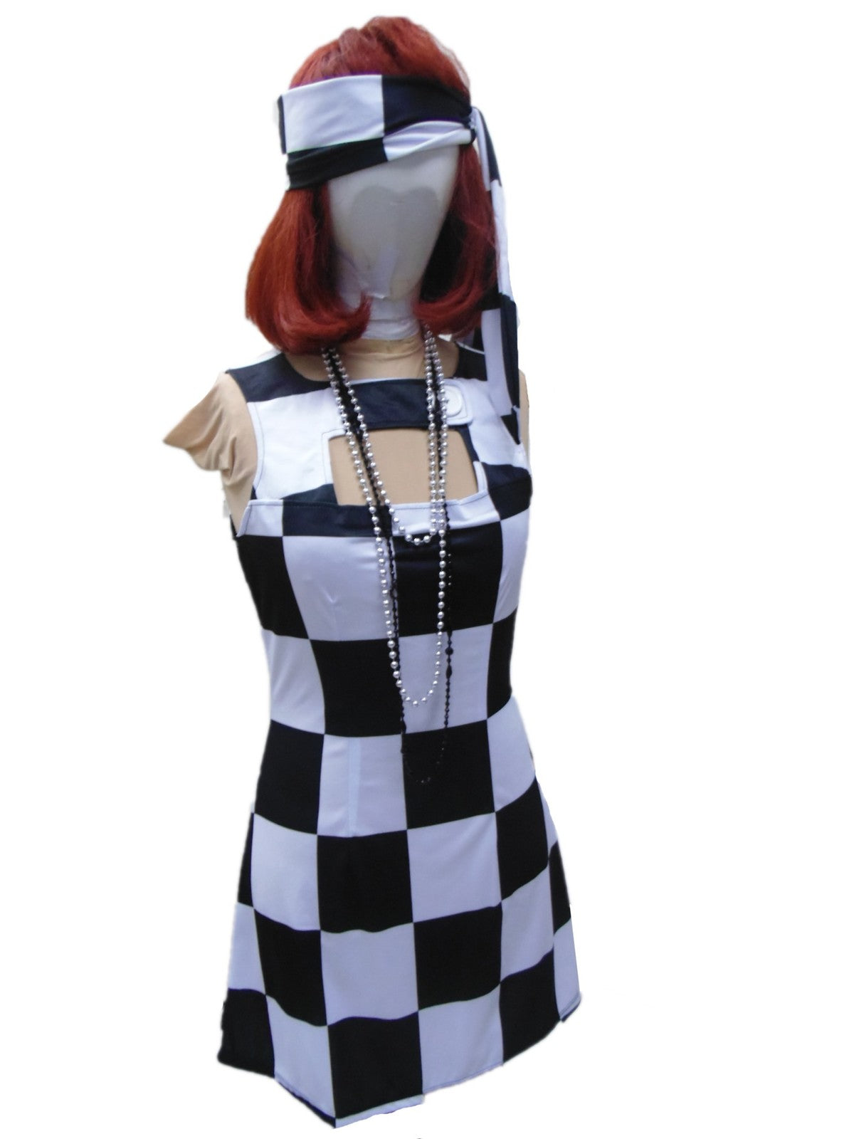 Go-Go Sleeveless Mini - Black & White Squares Hire Costume*