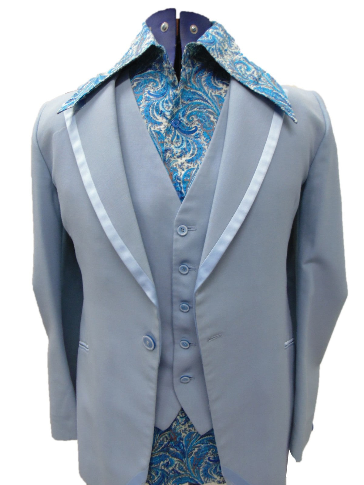 1970s Prom Suit - 3 Piece - Baby Blue Hire Costume*