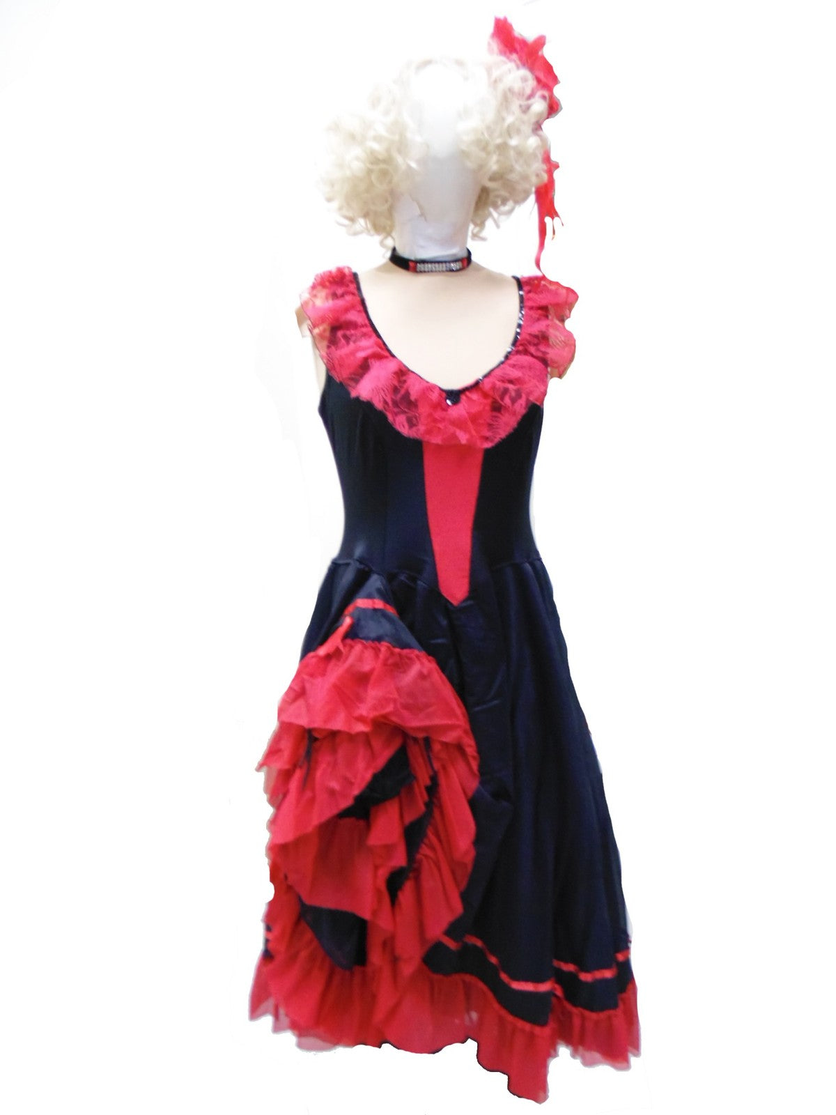 Spanish - Red & Black Gathered Dress Hire Costume*