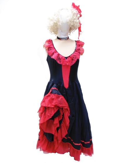 Spanish - Red & Black Gathered Dress Hire Costume*