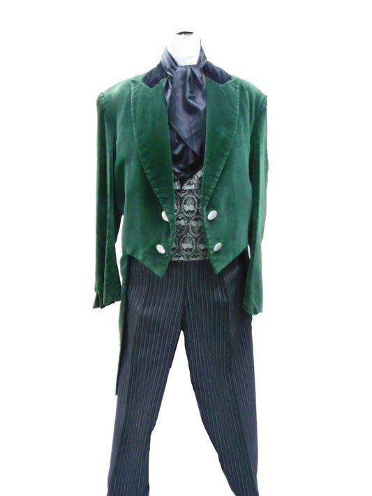 Victorian Gentleman - Green Velvet & Brocade Vest Hire Costume*