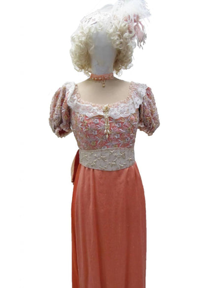 Regency Costume - Peach & Creme Hire Costume*