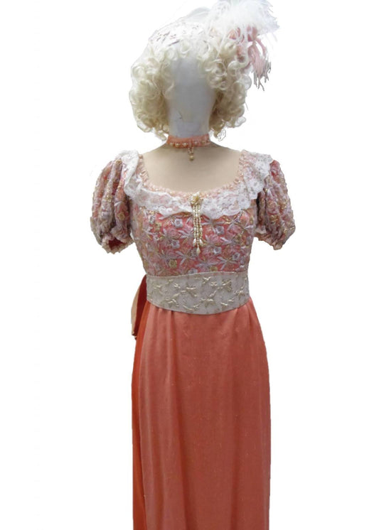 Regency Costume - Peach & Creme Hire Costume*