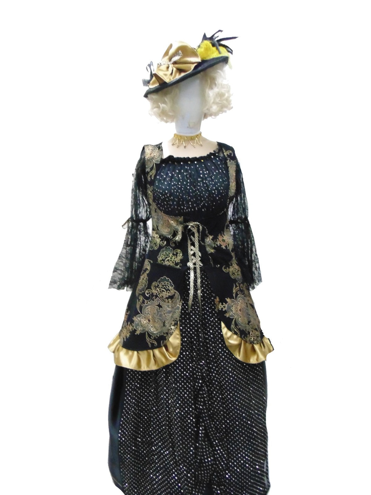 Victorian Costume - Black & Gold Hire Costume*