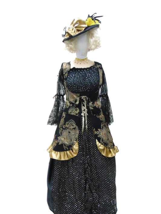 Victorian Costume - Black & Gold Hire Costume*