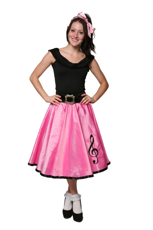 1950s Poodle Skirt Girl - Light Pink Satin Hire Costume*