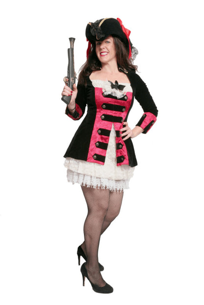 Pirate Girl - Red & Black Coat Dress Hire Costume*