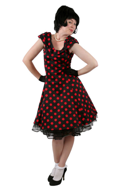 1950s Rockabilly Red Polka Dot Dress Hire Costume*