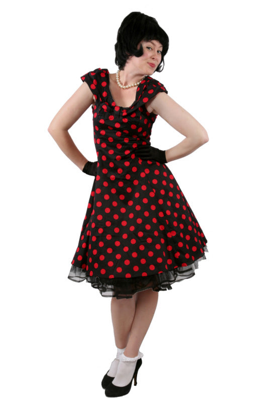 1950s Rockabilly Red Polka Dot Dress Hire Costume*